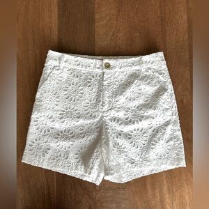 Lilly Pulitzer White Floral Eyelet High Waist Shorts Size 4